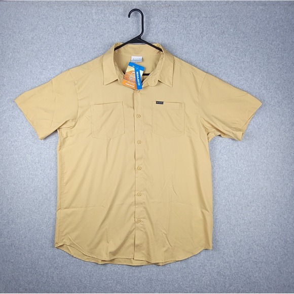Columbia Other - Columbia Red Eagle Lake Short Sleeve Shirt Men's Med Yellow Omni-Shade Polyester